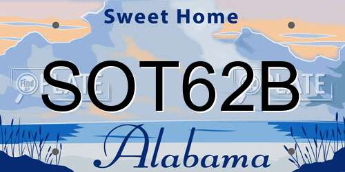 SOT62B Alabama License Plate