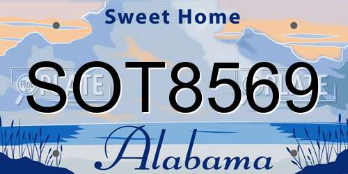 SOT8569 Alabama License Plate