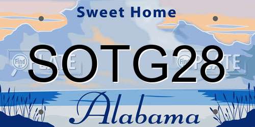 SOTG28 Alabama License Plate