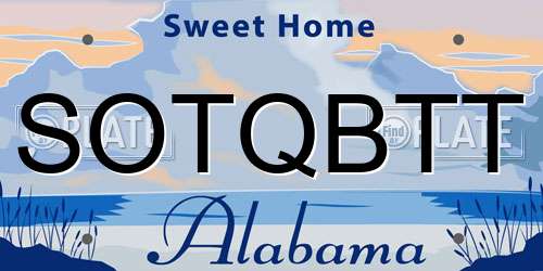 SOTQBTT Alabama License Plate