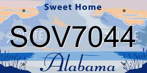 SOV7044 Alabama License Plate
