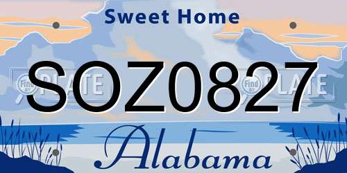 SOZ0827 Alabama License Plate