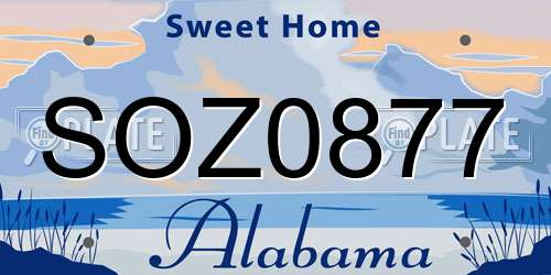 SOZ0877 Alabama License Plate