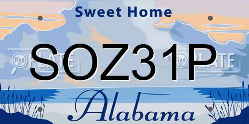 SOZ31P Alabama License Plate