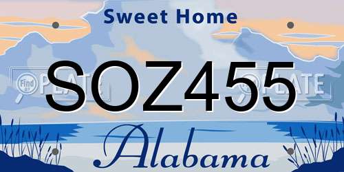 SOZ455 Alabama License Plate