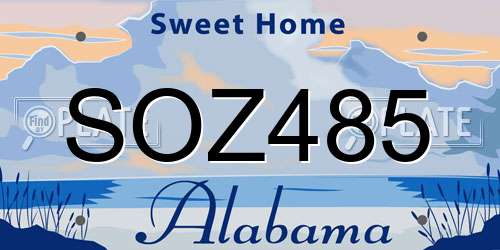 SOZ485 Alabama License Plate