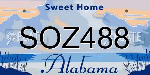SOZ488 Alabama License Plate