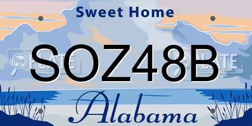 SOZ48B Alabama License Plate
