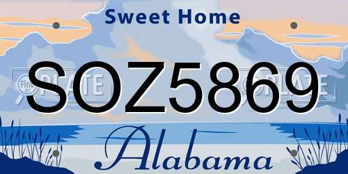 SOZ5869 Alabama License Plate