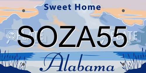 SOZA55 Alabama License Plate