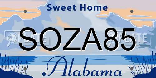SOZA85 Alabama License Plate