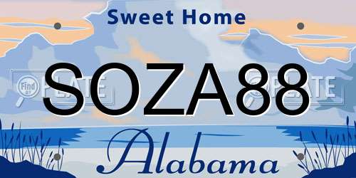 SOZA88 Alabama License Plate