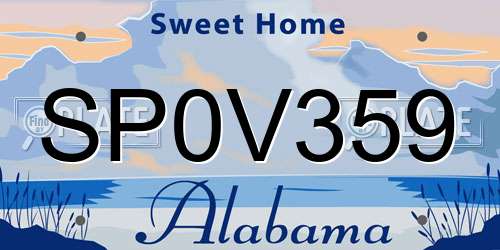 SP0V359 Alabama License Plate