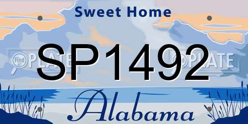 SP1492 Alabama License Plate