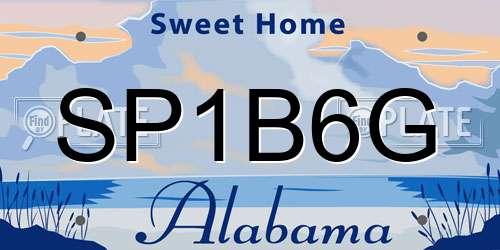 SP1B6G Alabama License Plate