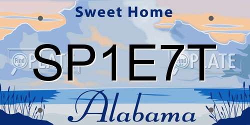 SP1E7T Alabama License Plate