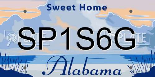 SP1S6G Alabama License Plate