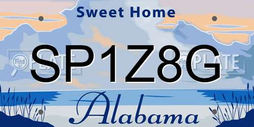 SP1Z8G Alabama License Plate