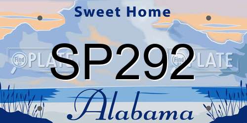SP292 Alabama License Plate