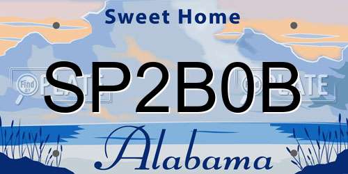 SP2B0B Alabama License Plate