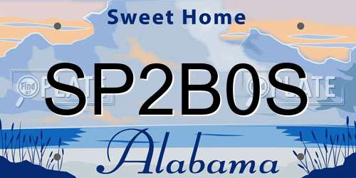 SP2B0S Alabama License Plate