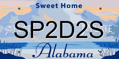 SP2D2S Alabama License Plate