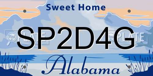SP2D4G Alabama License Plate