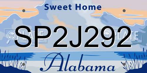 SP2J292 Alabama License Plate