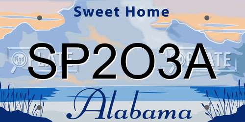 SP2O3A Alabama License Plate