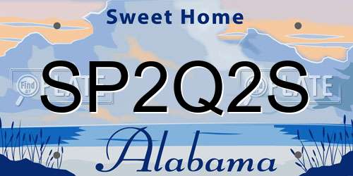 SP2Q2S Alabama License Plate