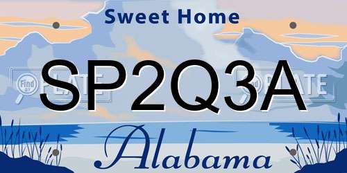 SP2Q3A Alabama License Plate