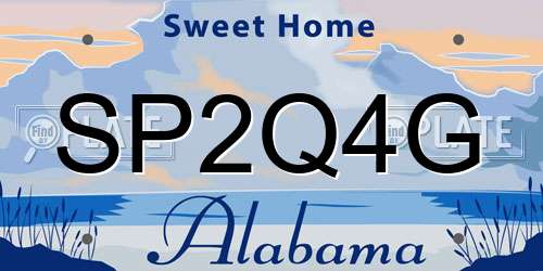 SP2Q4G Alabama License Plate