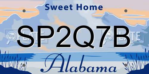 SP2Q7B Alabama License Plate