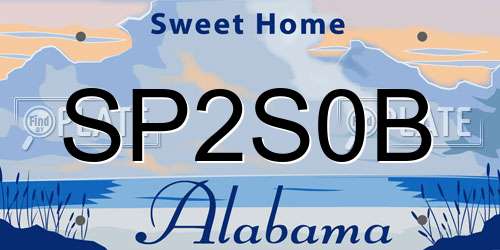 SP2S0B Alabama License Plate