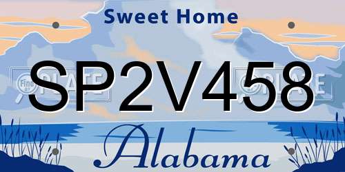SP2V458 Alabama License Plate