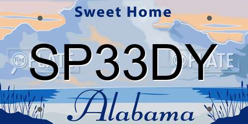 SP33DY Alabama License Plate