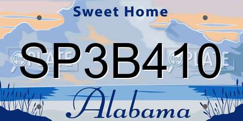 SP3B410 Alabama License Plate