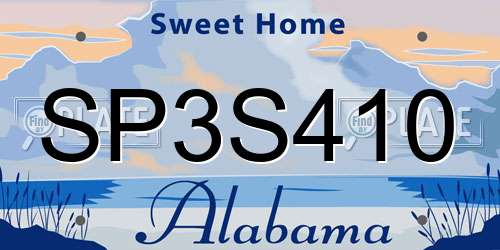 SP3S410 Alabama License Plate