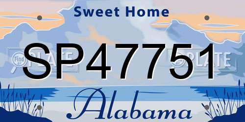 SP47751 Alabama License Plate
