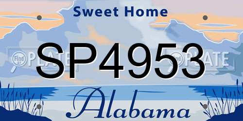 SP4953 Alabama License Plate