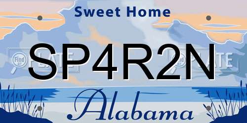 SP4R2N Alabama License Plate