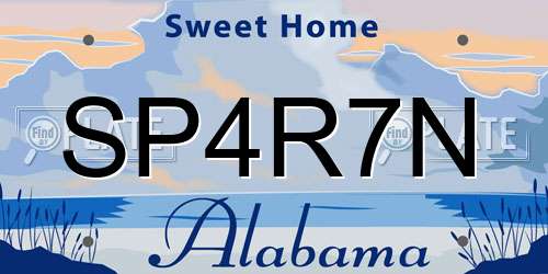 SP4R7N Alabama License Plate