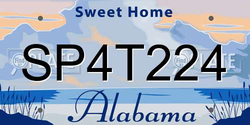 SP4T224 Alabama License Plate