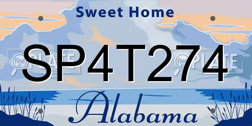 SP4T274 Alabama License Plate
