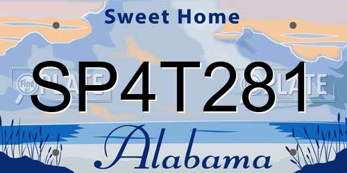 SP4T281 Alabama License Plate