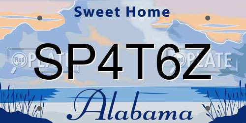 SP4T6Z Alabama License Plate
