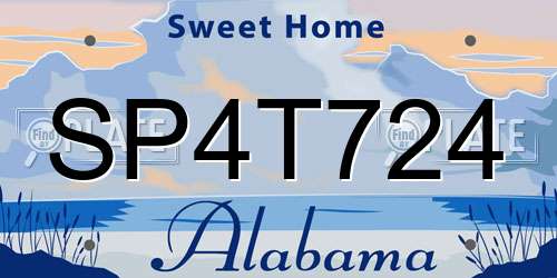 SP4T724 Alabama License Plate