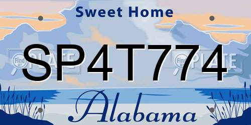 SP4T774 Alabama License Plate