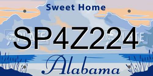 SP4Z224 Alabama License Plate