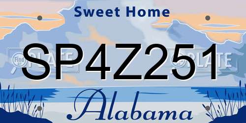 SP4Z251 Alabama License Plate